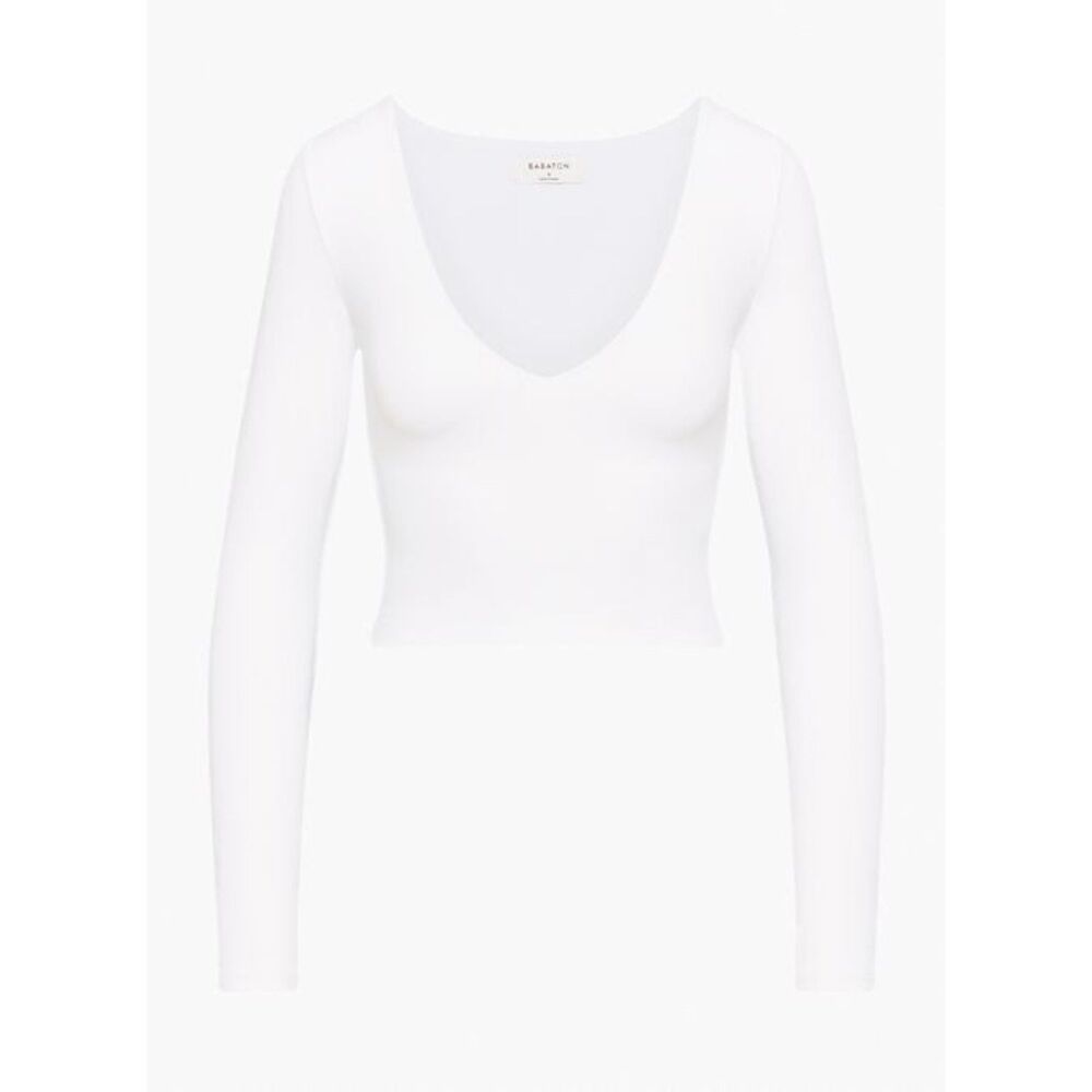 Babaton CONTOUR V-NECK LONGSLEEVE - White
